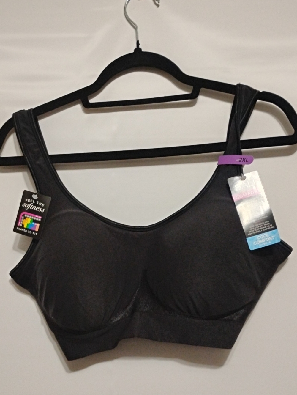 Bali Built Up Side And Back Black Wireless Comfort Bra